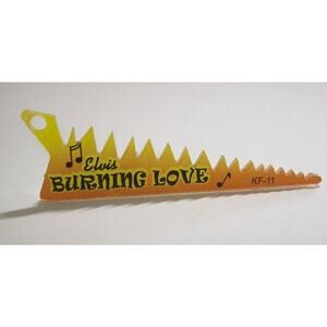 Elvis Presley Pinball KEYCHAIN Burning Love Yellow Flame Plastic Game Promo 2004